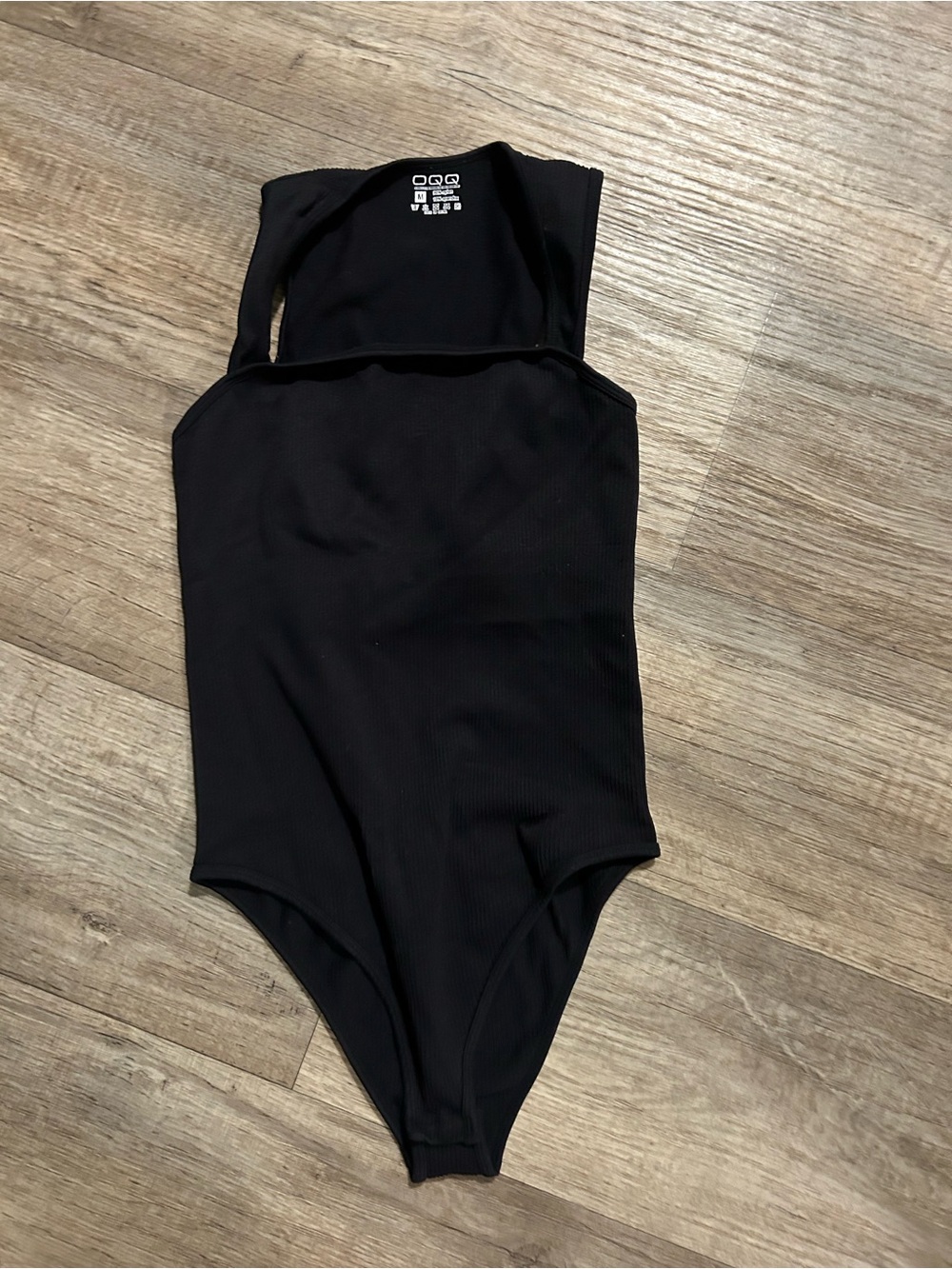 OQQ Black ribbed bodysuit with cut out detail #bodysuit #cutout